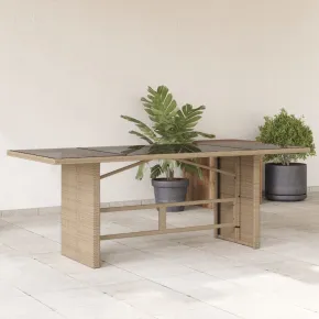 Masă Grădină Sticlă Bej 190x80 cm - Poliratan Durabil