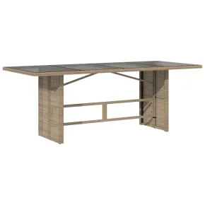 Masă Grădină Sticlă Bej 190x80 cm - Poliratan Durabil 2