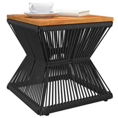 Măsuță Cafea Bază Sârmă Negru Lemn Acacia | Livrare Gratuită