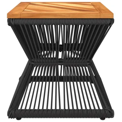 Măsuță Cafea Bază Sârmă Negru Lemn Acacia | Livrare Gratuită