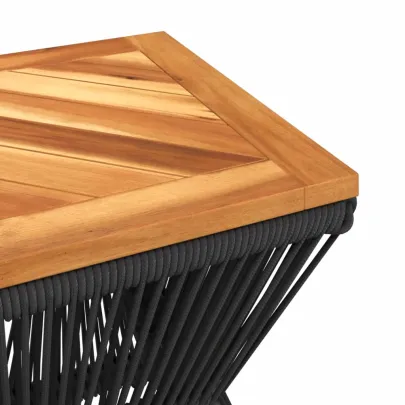 Măsuță Cafea Bază Sârmă Negru Lemn Acacia | Livrare Gratuită