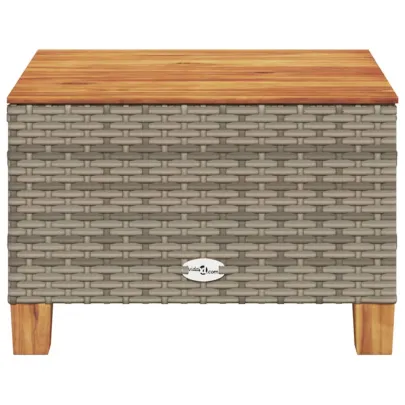 Masă Grădină Gri 55x55 cm - Poliratan și Lemn Acacia