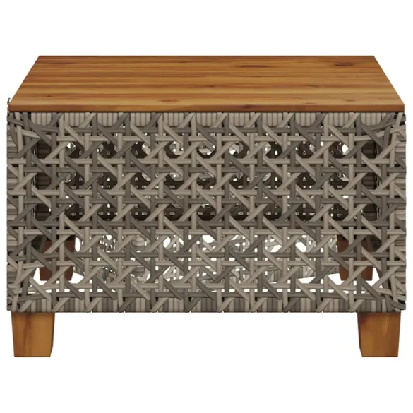 Masă Grădină Gri 55x55 cm - Poliratan și Lemn Acacia