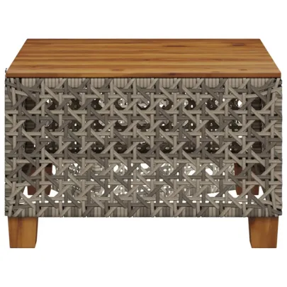 Masă Grădină Gri 55x55 cm - Poliratan și Lemn Acacia