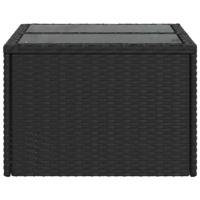 Masă Grădină Sticlă Poliratan - Negru 55x55 cm | Livrare Gratuită