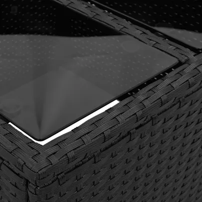 Masă Grădină Sticlă Poliratan - Negru 55x55 cm | Livrare Gratuită