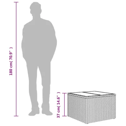 Masă Grădină Sticlă Poliratan - Negru 55x55 cm | Livrare Gratuită
