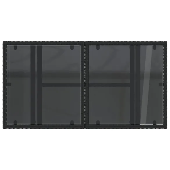 Masă Grădină cu Sticlă - Negru - Livrare Gratuită