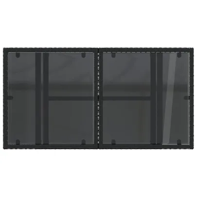 Masă Grădină cu Sticlă - Negru - Livrare Gratuită