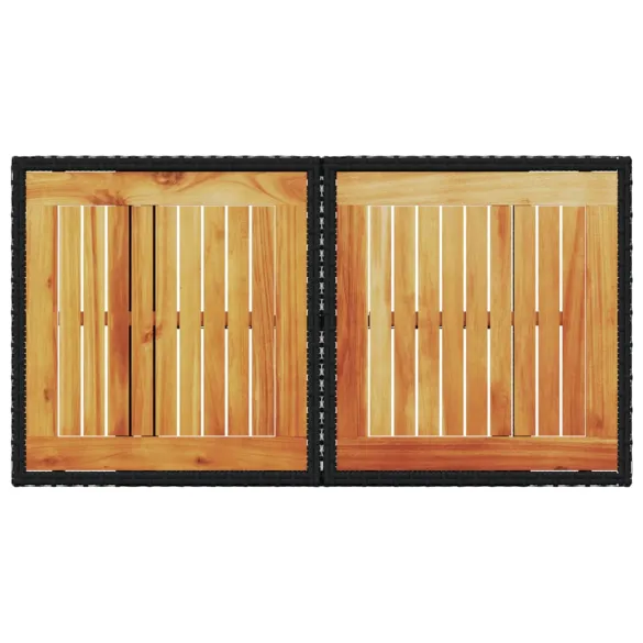 Masă Grădină Reglabilă Negru - Poliratan și Lemn Acacia