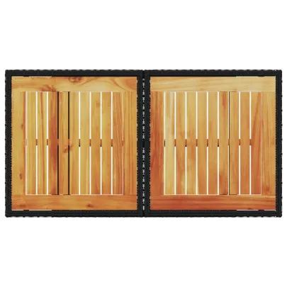 Masă Grădină Reglabilă Negru - Poliratan și Lemn Acacia