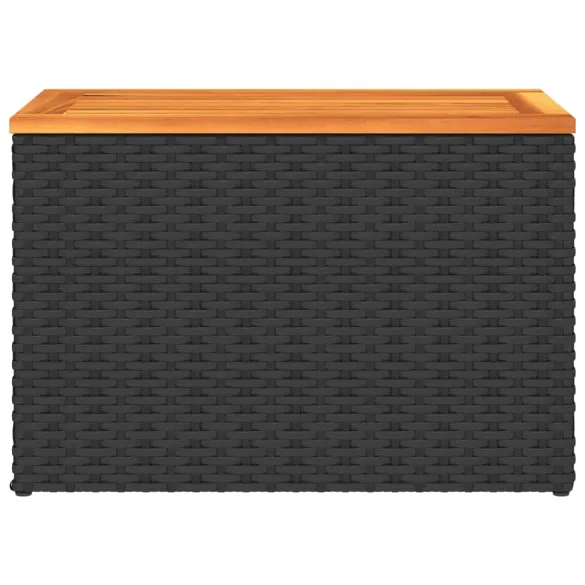 Mese laterale grădină 2 bucăți negru 55x34x37cm - Lemn/Poliratan