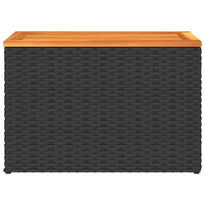 Mese laterale grădină 2 bucăți negru 55x34x37cm - Lemn/Poliratan