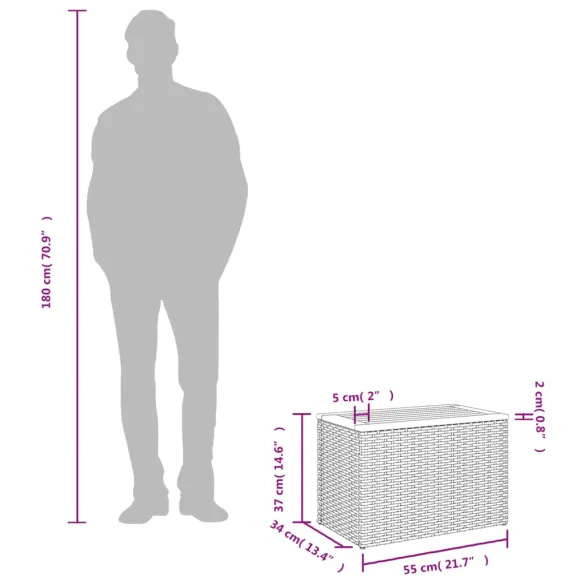 Mese laterale grădină 2 bucăți negru 55x34x37cm - Lemn/Poliratan