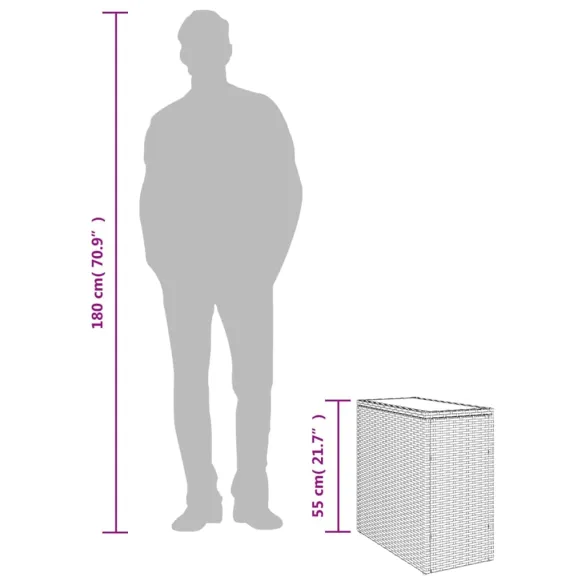 Masă Laterală Grădină Sticlă Negru - Poliratan Rezistent