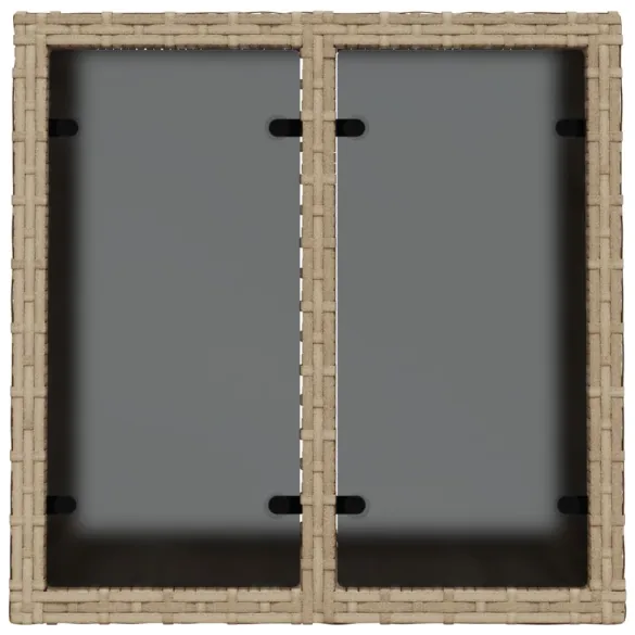 Masă Grădină cu Sticlă - Bej - Poliratan - Livrare Gratuită