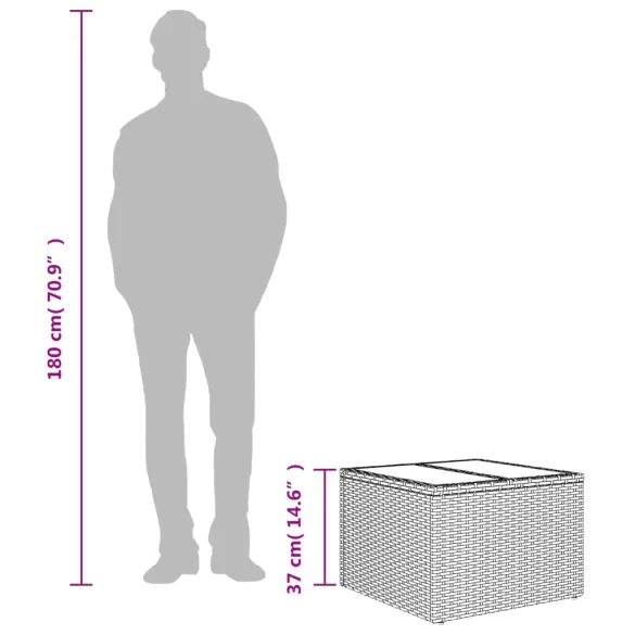 Masă Grădină cu Sticlă - Bej - Poliratan - Livrare Gratuită