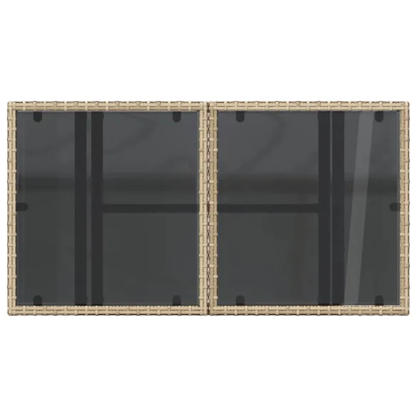 Masă Grădină Reglabilă Sticlă Bej - Livrare Gratuită