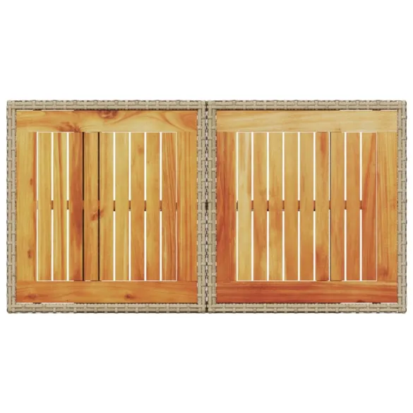 Masă Grădină Bej - Poliratan, Lemn Acacia - Livrare Gratuită