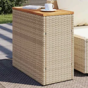 Masă Laterală Grădină Lemn Bej Poliratan 58x27,5x55 cm