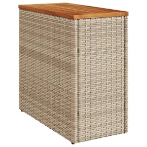 Masă Laterală Grădină Lemn Bej Poliratan 58x27,5x55 cm 2