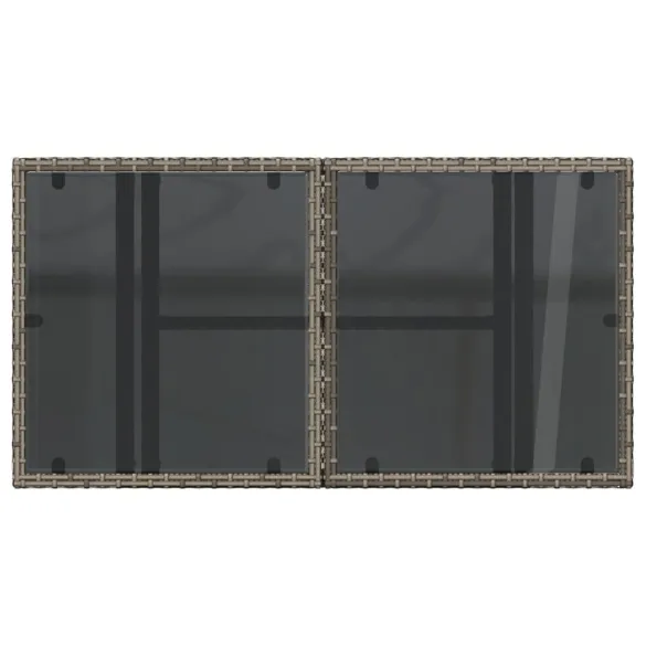 Masă de Grădină cu Sticlă - Poliratan Gri - Livrare Gratuită