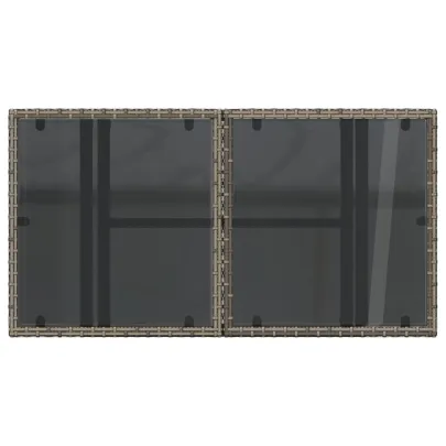 Masă de Grădină cu Sticlă - Poliratan Gri - Livrare Gratuită