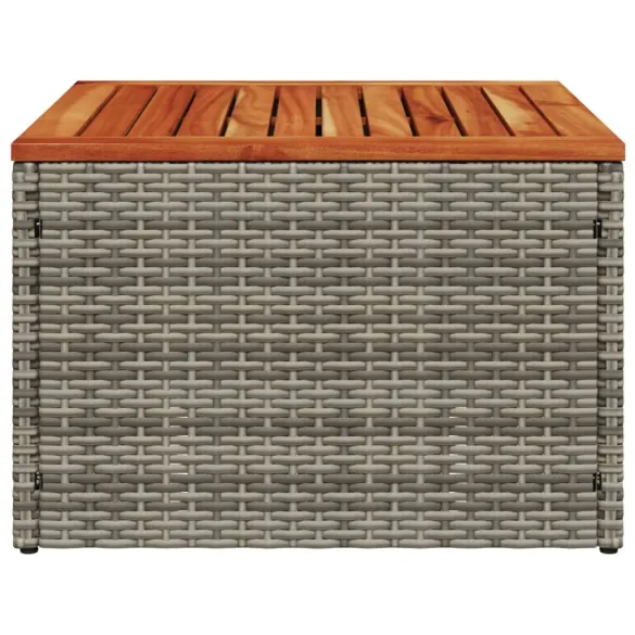 Masă Grădină Gri 55x55 cm - Poliratan și Lemn Acacia