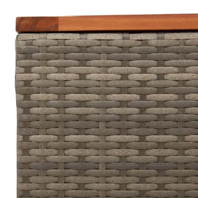 Masă Grădină Gri 55x55 cm - Poliratan și Lemn Acacia