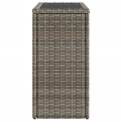 Masă laterală grădină cu blat sticlă - gri poliratan