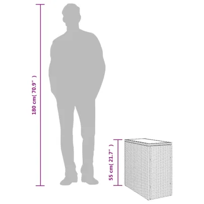 Masă laterală grădină cu blat sticlă - gri poliratan