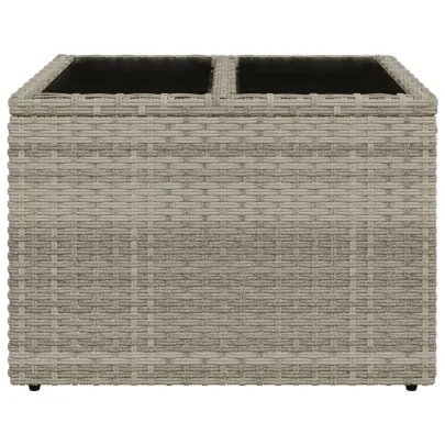 Masă Grădină Blat Sticlă - Poliratan Gri 55x55 cm