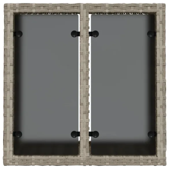 Masă Grădină Blat Sticlă - Poliratan Gri 55x55 cm