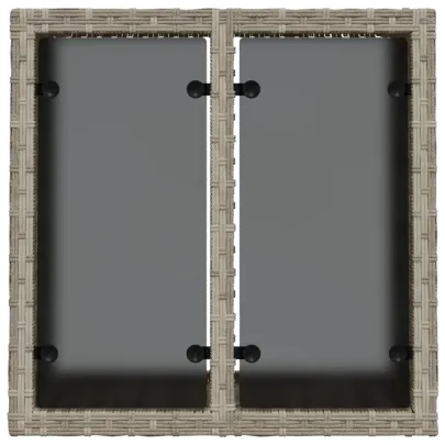 Masă Grădină Blat Sticlă - Poliratan Gri 55x55 cm