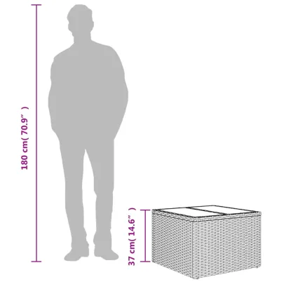 Masă Grădină Blat Sticlă - Poliratan Gri 55x55 cm