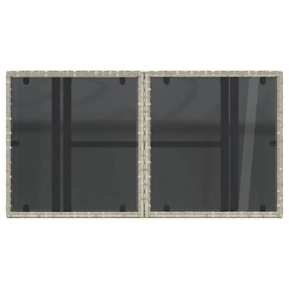 Masă Grădină cu Sticlă - Gri, 100x55x73 cm | Livrare Gratuită