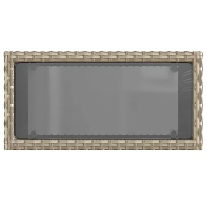 Masă Laterală Grădină cu Sticlă - Poliratan Gri | Livrare Gratuită