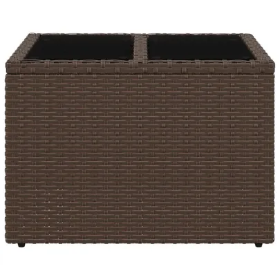 Masă Grădină Blat Sticlă - Maro Poliratan - Livrare Gratuită