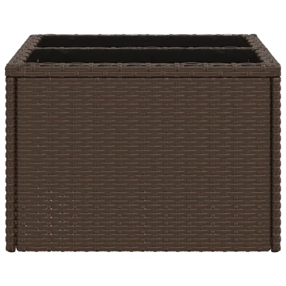 Masă Grădină Blat Sticlă - Maro Poliratan - Livrare Gratuită