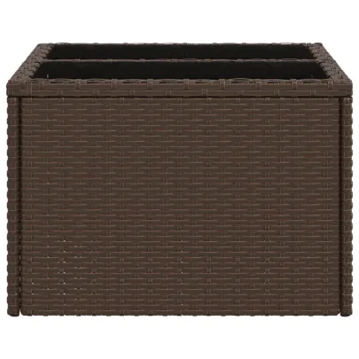 Masă Grădină Blat Sticlă - Maro Poliratan - Livrare Gratuită