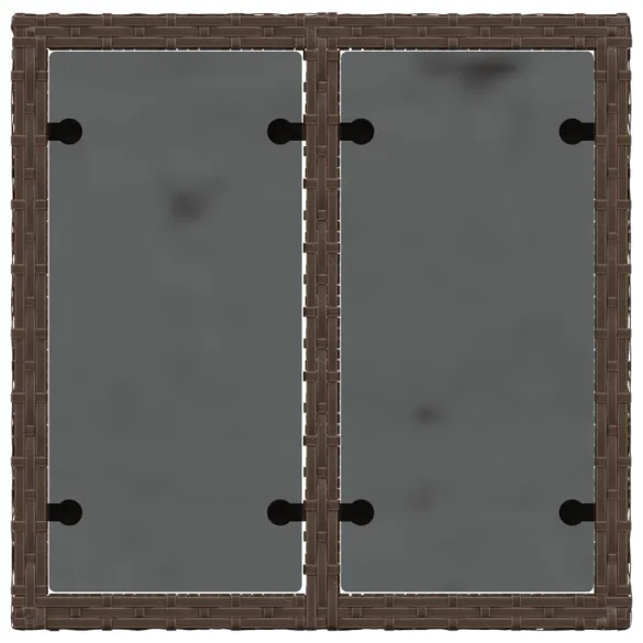 Masă Grădină Blat Sticlă - Maro Poliratan - Livrare Gratuită