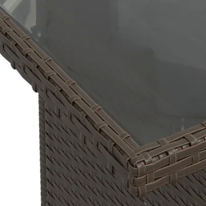 Masă Grădină Blat Sticlă - Poliratan Maro - Livrare Gratuită
