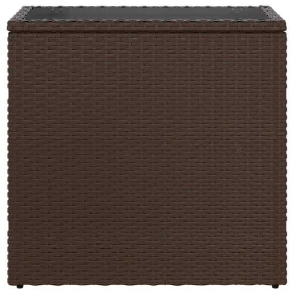 Masă laterală grădină cu blat sticlă - maro | Livrare gratuită