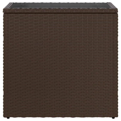 Masă laterală grădină cu blat sticlă - maro | Livrare gratuită