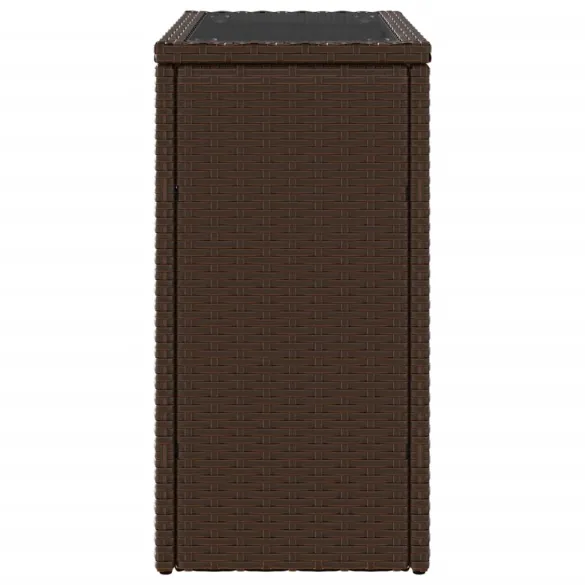 Masă laterală grădină cu blat sticlă - maro | Livrare gratuită