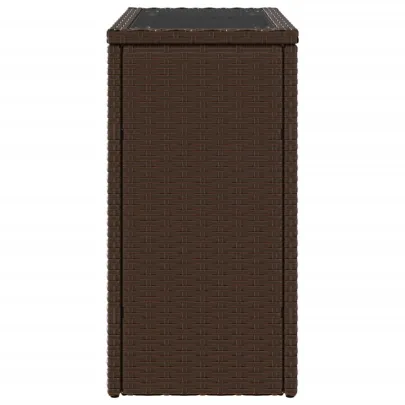 Masă laterală grădină cu blat sticlă - maro | Livrare gratuită