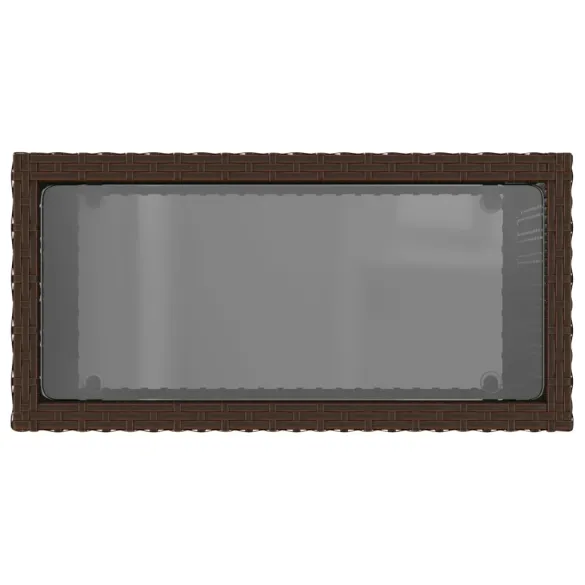 Masă laterală grădină cu blat sticlă - maro | Livrare gratuită