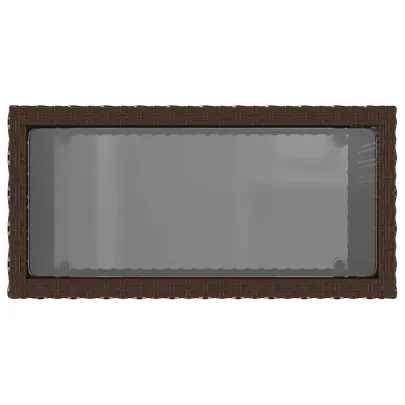 Masă laterală grădină cu blat sticlă - maro | Livrare gratuită