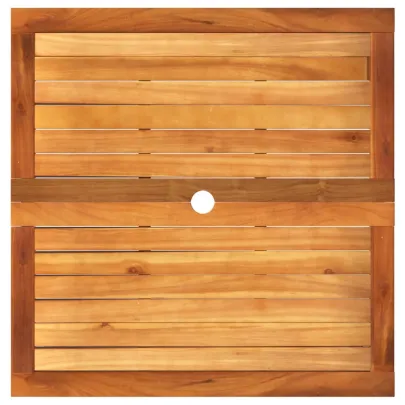 Masă Grădină Bej 80x80 cm - Poliratan și Lemn Acacia