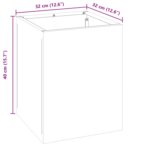 Vază Grădină Oțel Negru 32x32x40cm | Livrare Gratuită
